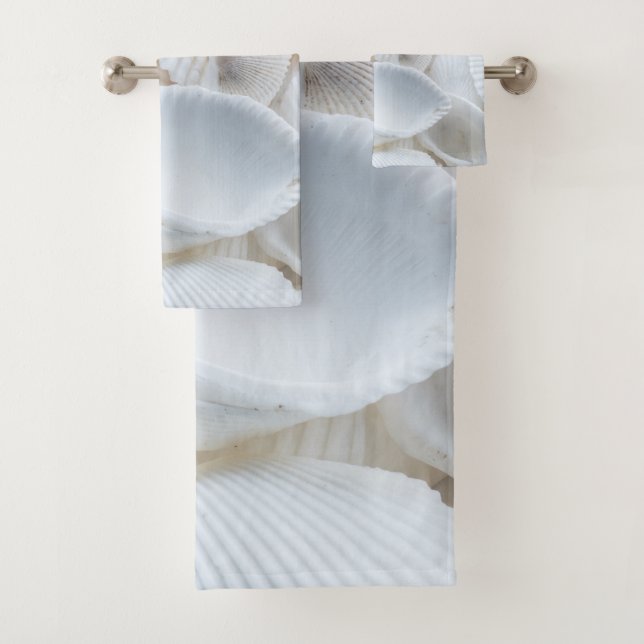 Clean White Seashells Beauty In Nature Bath Towel Set (Insitu)