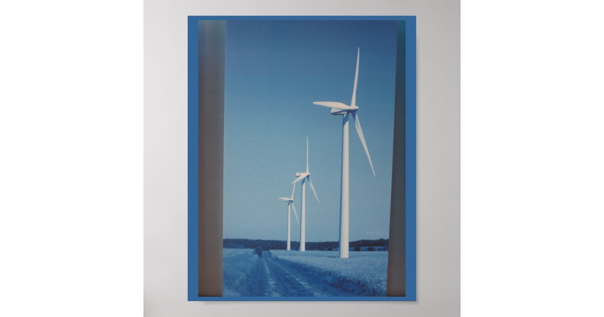 Clean Wind Poster CLEAN Wind Energy Gaint Wheel Fan on Land Mountain Poster | Zazzle