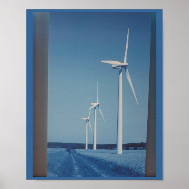 CLEAN Wind Energy Gaint Wheel Fan on Land Mountain Poster (Front)