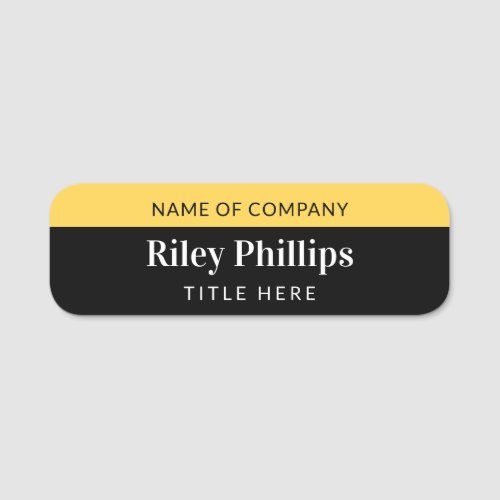 Clean Yellow  Black Company Name Title Name Tag