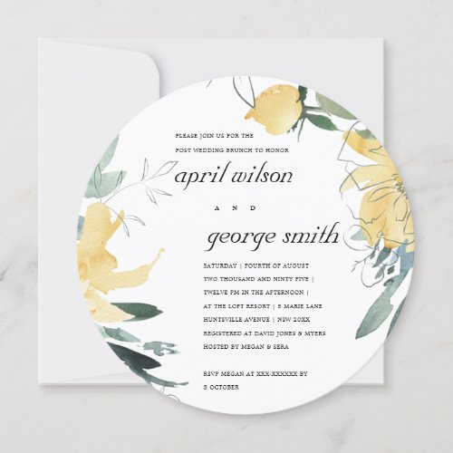 CLEAN YELLOW FLORAL POST WEDDING BRUNCH INVITE