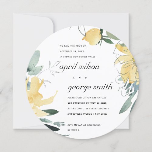 CLEAN YELLOW  GREEN FLORAL WE TIED THE KNOT CARD