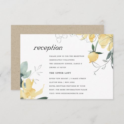 CLEAN YELLOW GREEN WATERCOLOR FLORAL RECEPTION ENCLOSURE CARD