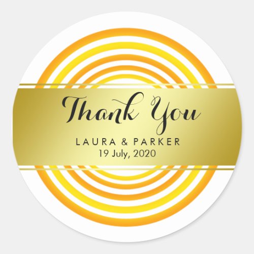 Clean Yellow Yoga Circular Gold Thank You Wedding Classic Round Sticker