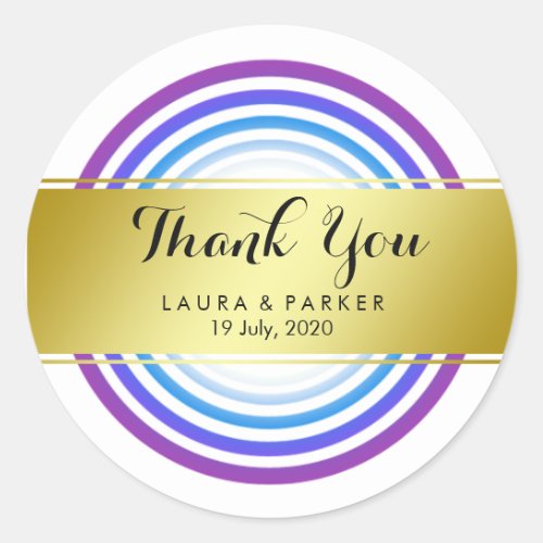 Clean Yoga Circular Gold Thank You Wedding Classic Round Sticker