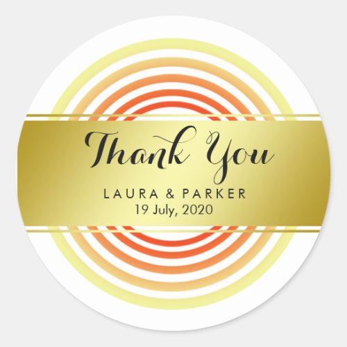 Clean Yoga Circular Gold Thank You Wedding Classic Round Sticker