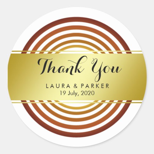 Clean Yoga Circular Gold Thank You Wedding Classic Round Sticker