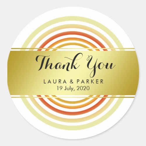 Clean Yoga Circular Gold Thank You Wedding Classic Round Sticker