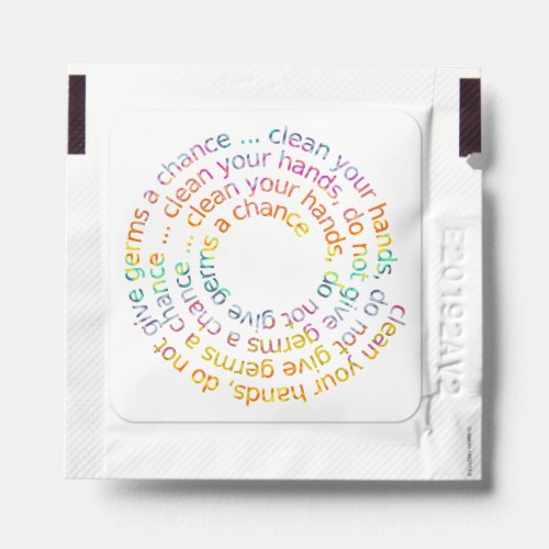 Clean Your Hands Quote Text Spiral Rainbow Colors Hand Sanitizer Packet