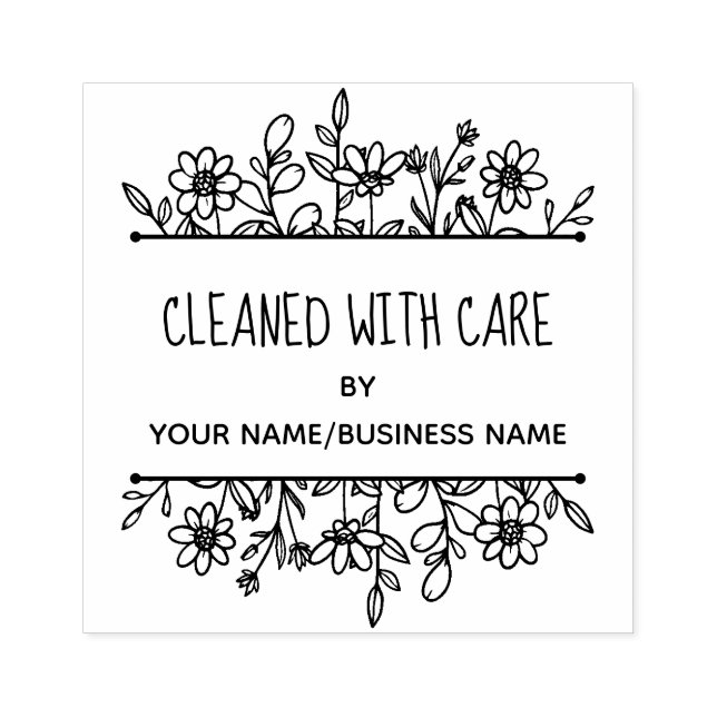 Cleaned With Care Whimsical Wildflowers Greenery  Rubber Stamp (Imprint)