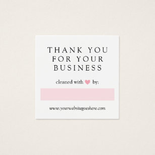Cleaned With Love Pink Heart Thank You Business