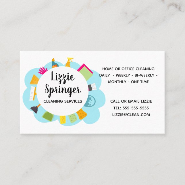cleaner cleaning business social media business card (Front)