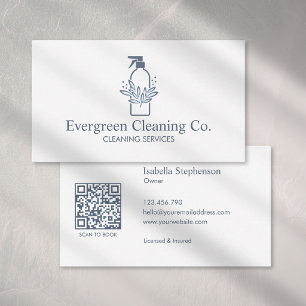 Cleaner House Cleaning Service Modern QR Code Business Card