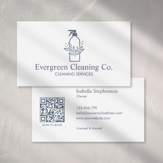 Cleaner House Cleaning Service Modern QR Code Business Card (Creator Uploaded)
