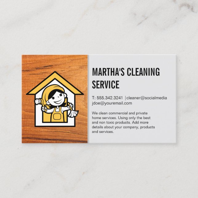 Cleaner Lady | House Keeping Services Business Card (Front)