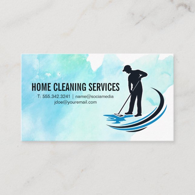 Cleaner Mopping Floor Business Card (Front)