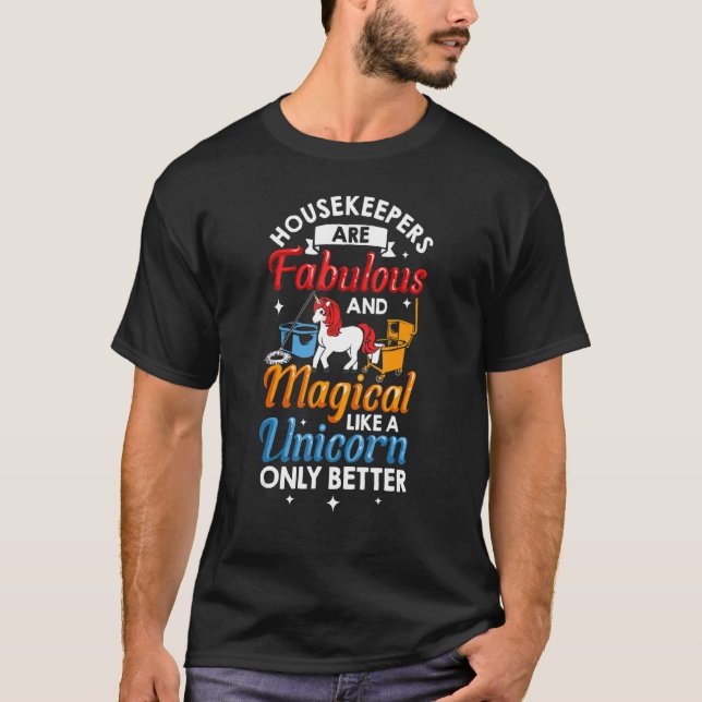 Cleaner Outfit Cleaning Unicorn Illustration Domes T-Shirt (Front)