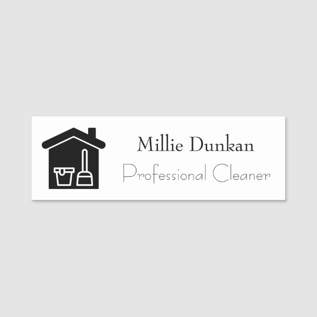 Cleaner Professional Company Employee Name Tag (Front)