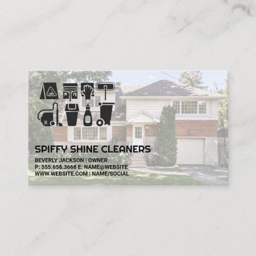 Cleaner Supply Tool Icons  Residential Home Business Card