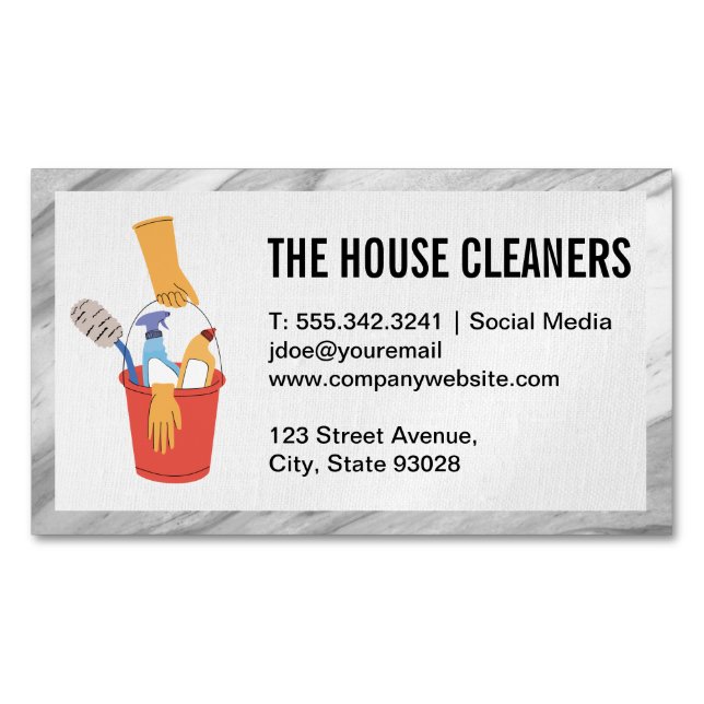 Cleaner Tools in Bucket Business Card Magnet (Front)