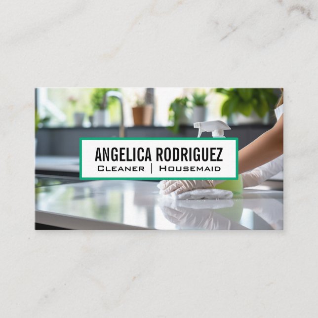 Cleaner Washing the Kitchen Counter Business Card (Front)