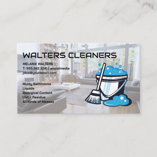Cleaners | Mop and Soap Bucket Business Card (Front)