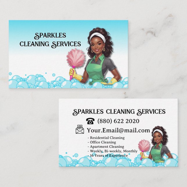 Cleaning Bubble House Cleaning Service Business Card (Front/Back)