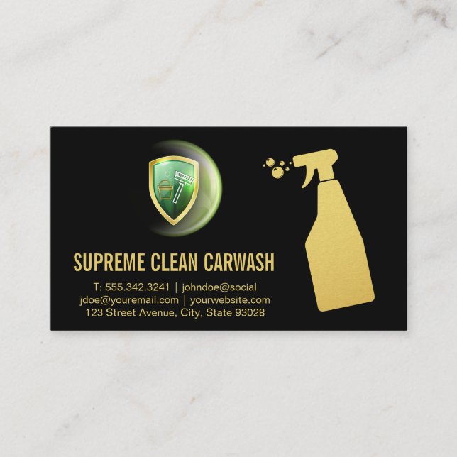 Cleaning Bucket and Broom | Spray Bottle Business Card (Front)