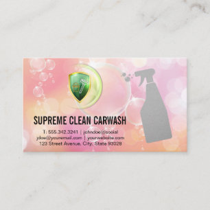 Cleaning Bucket Broom Spray Bottle Bubbles Business Card