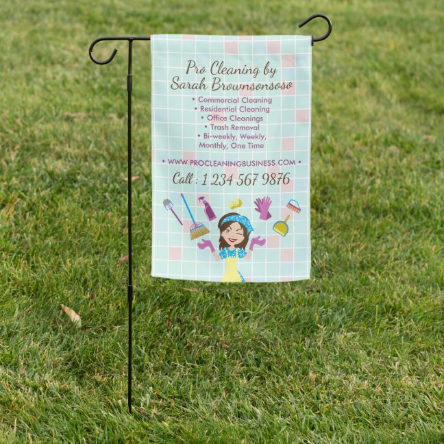 Cleaning Business Advertising Lady Garden Flag