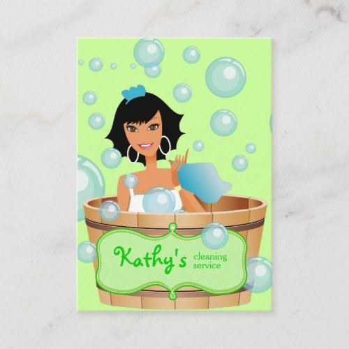 Cleaning Business Card Bucket Bubbles Green