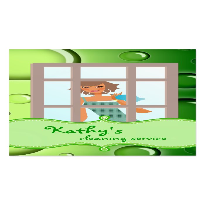 Cleaning Business Card Green Bubbles