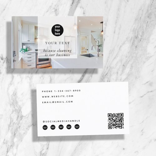 Cleaning Business Photo Social Media QR Code Logo Business Card
