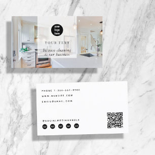 Cleaning Business Photo Social Media QR Code Logo Card