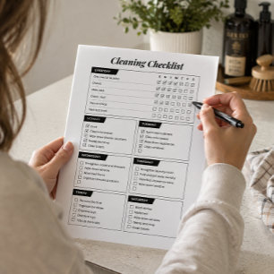 Cleaning Checklist Black And White Housekeeping Notepad