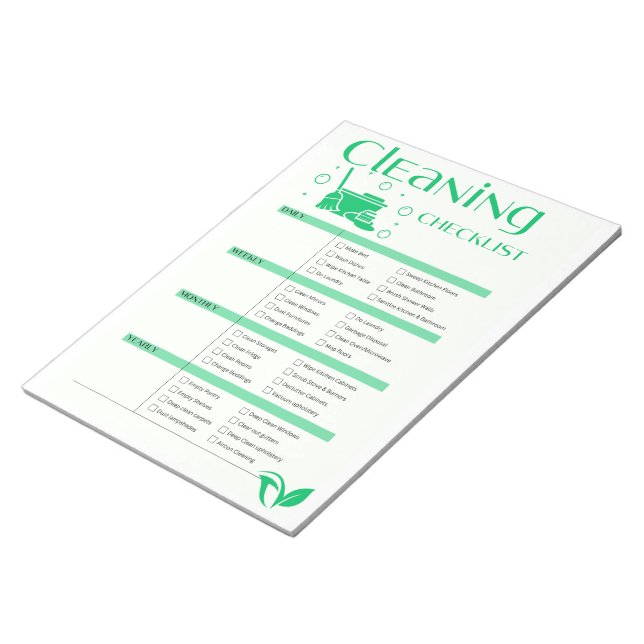 Cleaning Checklist, Chore chart, Home cleaning Notepad (Angled)