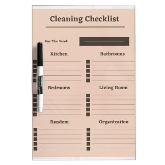 Cleaning Checklist Dry Erase Board