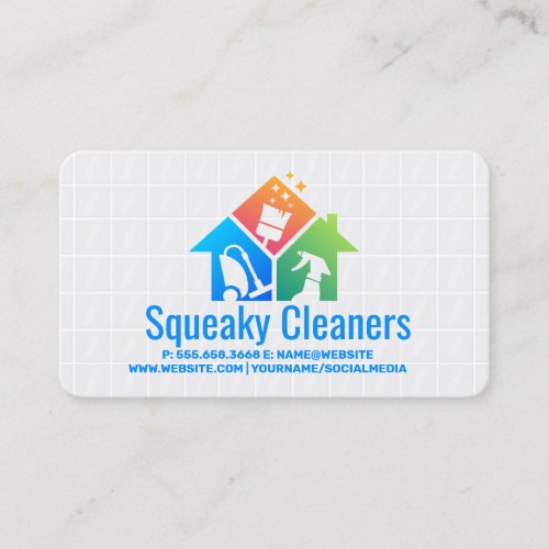 Cleaning Chores Icons | Bath Tiles Business Card