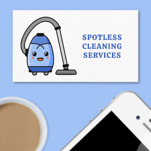Cleaning Cleaner Cute Cartoon Vacuum Blue Business Card