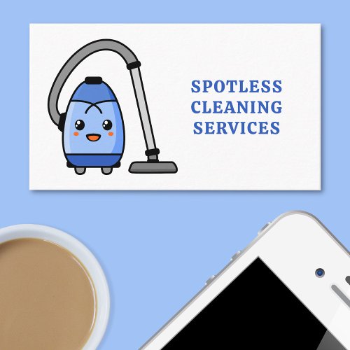 Cleaning Cleaner Cute Cartoon Vacuum Blue Business Card