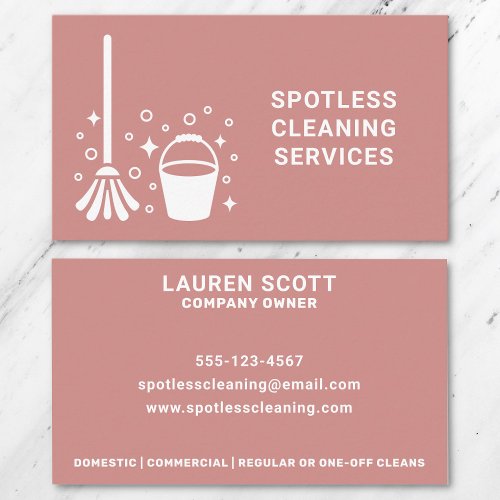 Cleaning Cleaner Mop And Bucket Bold Dusty Pink Business Card