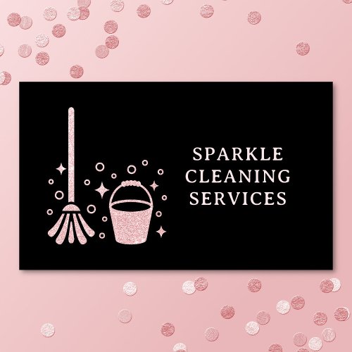 Cleaning Cleaner Mop And Bucket Pink Faux Glitter Business Card