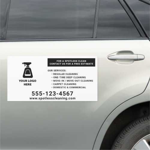 Cleaning Company Add Your Logo Black Text 12x24 Car Magnet