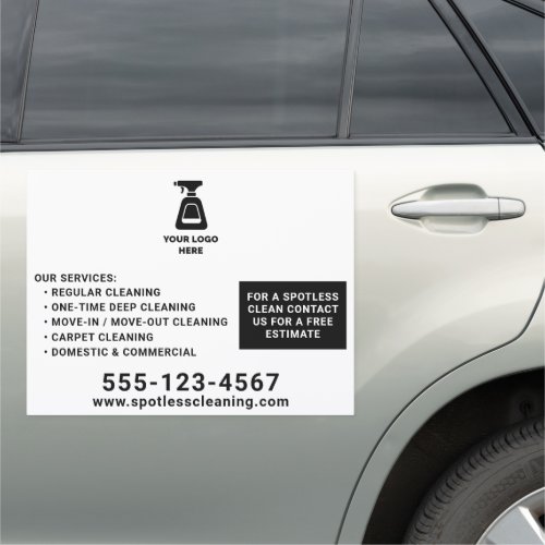Cleaning Company Add Your Logo Black Text 18x24 Car Magnet
