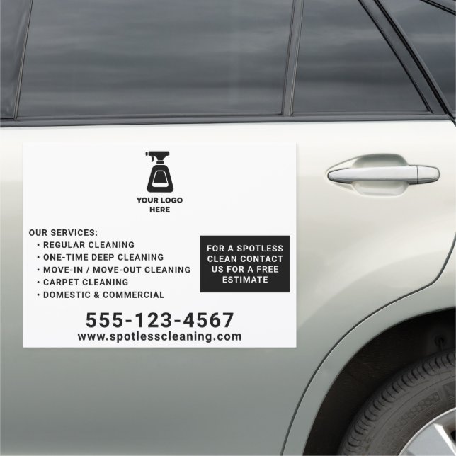 Cleaning Company Add Your Logo Black Text 18"x24" Car Magnet (In Situ)