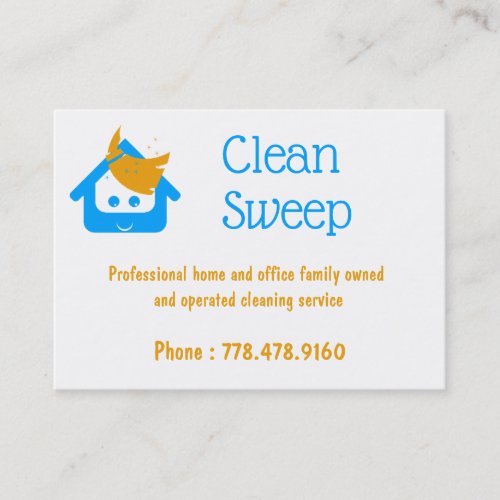 Cleaning Company Clean Sweep Cute House Broom Business Card