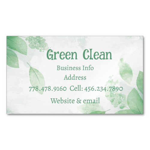 Cleaning Company Green Eco_ Friendly Nature  Bu Business Card Magnet