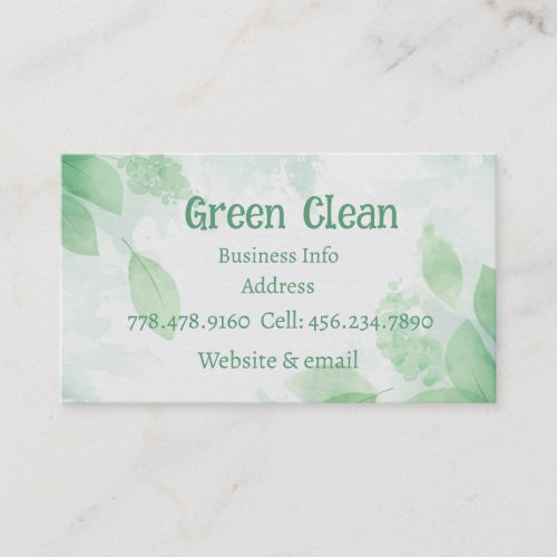 Cleaning Company Green Eco_ Friendly Nature  Business Card