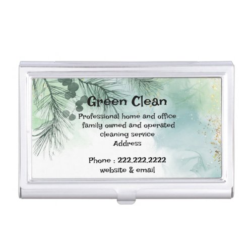 Cleaning Company Green Eco_ Friendly Nature  Business Card Case