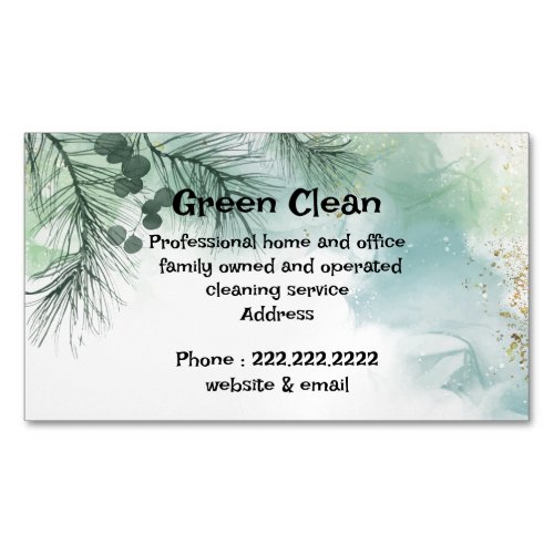 Cleaning Company Green Eco_ Friendly Nature  Business Card Magnet